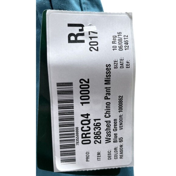 LL Bean Pants Women's Size 10 Cyan Blue Favorite Fit Tapered Leg Chino - Picture 7 of 7